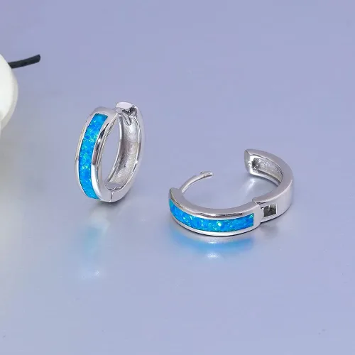 Vista 220 de CiNily Aretes Huggie de ópalo con bisagras, chapados en oro, hipoalergénicos, pequeños aretes de aro para mujeres, adolescentes, niñas, hombres