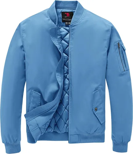 Vista 14 de TBMPOY - Chaqueta de hombre para el otoño, chaqueta de invierno, rompevientos, bomber, con cremallera, acolchada, de softshell, cálida