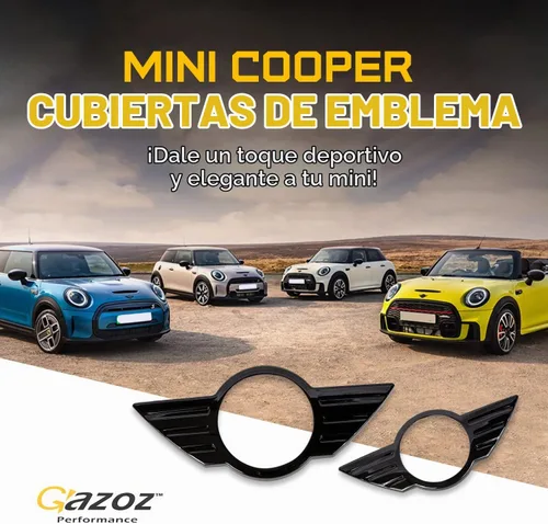 Vista 2 de Cubierta de emblema negra brillante delantera y trasera compatible con R60 Mk1