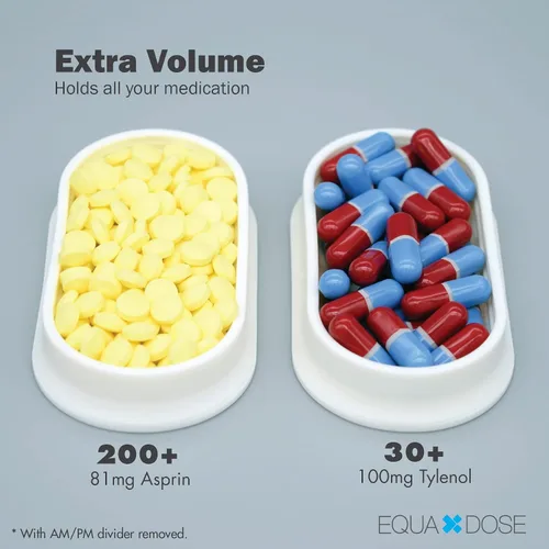 Vista 2 de EQUADOSE Organizador semanal de píldoras, extra grande de 7 días de vitamina Jumbo con cápsulas extraíbles, portador de medicamentos de gran