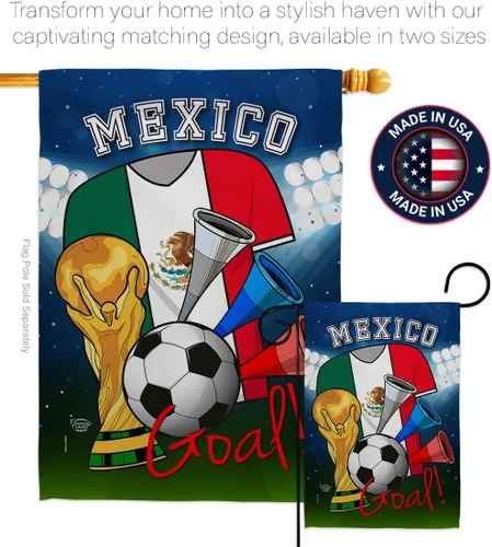 Vista 4 de HS192101-BO-02 - Bandera de la Copa del Mundo de México (28" x 40" con mástil de bandera), multicolor