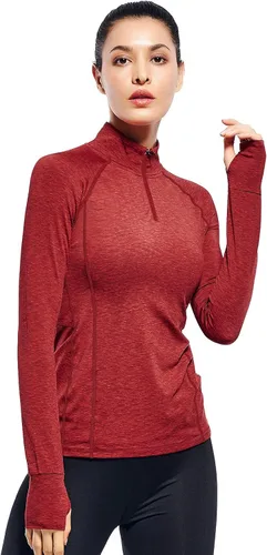 Vista 2 de Camiseta de entrenamiento de manga larga con cremallera de 14 para mujer