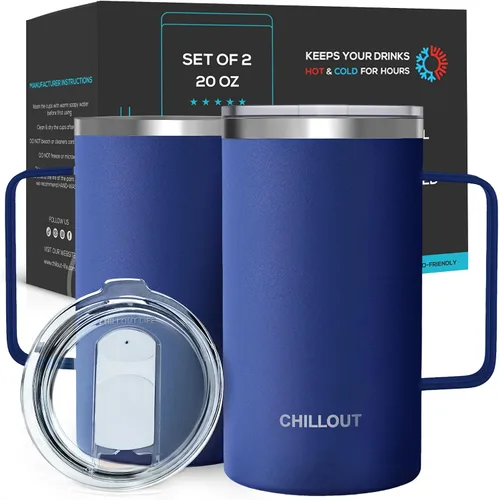 Vista 11 de Chillout Life - Taza de café con aislamiento térmico al vacío, acero inoxidable, mango y tapa, 16 onzas