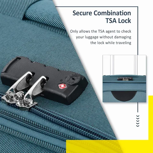 Vista 5 de Voohek Softside - Juego de 3 piezas expandible para maleta, equipaje ligero y ligero, Verde, Softside - Maleta extensible de 3 piezas, maleta