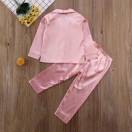 Vista 31 de Conjunto de pijama de manga larga con botones para niña pequeña, conjunto de ropa de dormir