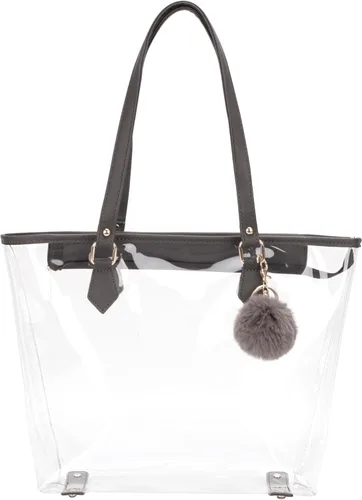 Vista 8 de Bolso de hombro transparente grande con colgante de felpa