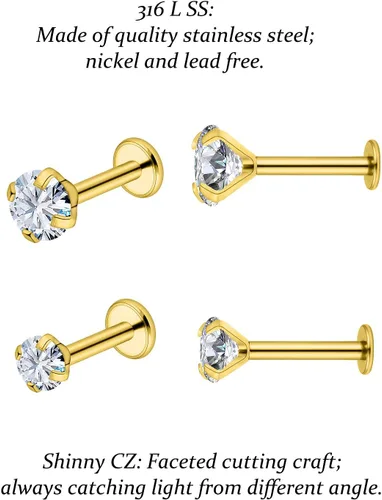 Vista 4 de Vsnnsns Anillos de labio de acero inoxidable 16G Tragus Helix Conch Piercing de serpiente Piercing Monroe Lip Anillos Labret Medusa cartílago lóbulo
