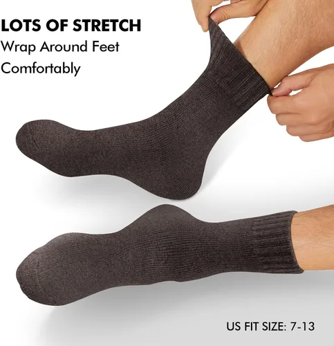 Vista 5 de YUVFEHY 6 pares de calcetines de lana merino para hombre, calcetines de senderismo de lana de invierno ultra gruesos, calcetines cálidos