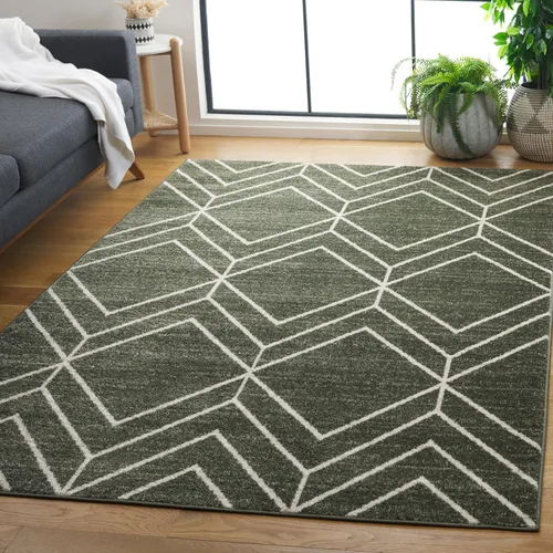Vista 5 de SAFAVIEH Adirondack Collection - Alfombra decorativa, 2 x 3 pies, color negro y marfil, diseño geométrico moderno, no desprende pelusa y de fácil