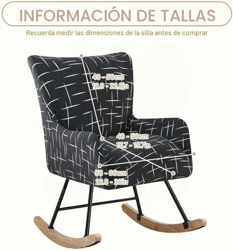 Vista 7 de Funda elástica para silla mecedora de guardería, funda estampada para sillón con acento mecedor, para sala de estar, dormitorio, oficinas, 01