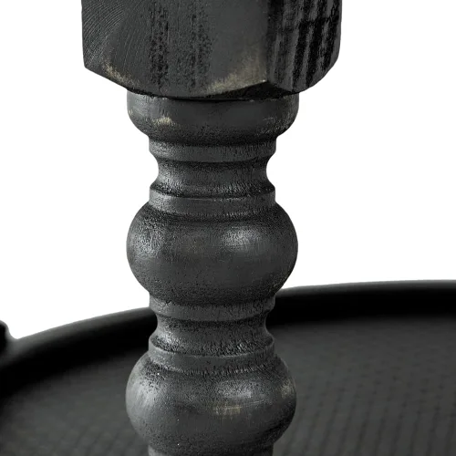 Vista 7 de Mesa de centro redonda de madera rústica de 29.7 pulgadas, 2 niveles