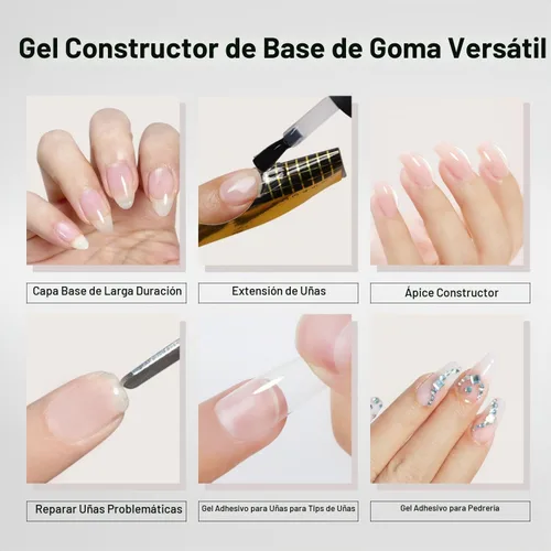 Vista 5 de FZANEST Kit de 2 piezas de gel constructor de base de goma, 0.5 onzas líquidas, 7 en 1, kit de uñas de gel constructor 7 en 1 para reparación