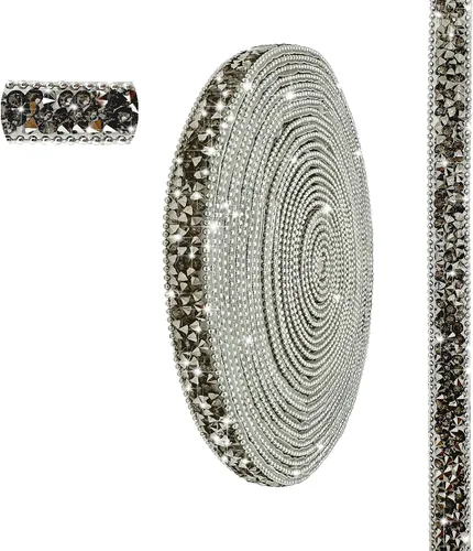 Vista 10 de Cinta de Diamantes de Imitación de Resina AB Autoadhesiva de 6 Yardas, Tiras de Cristal, Cinta Brillante de Diamantes de Imitación de Resina