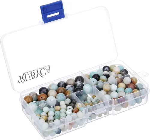 Vista 14 de RUBYCA Natural negro lava piedras preciosas redondas sueltas cuentas organizador caja de plástico fabricación de joyas mezcla tamaños