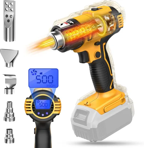 Vista 13 de LIVOWALNY Pistola de calor compatible con batería Milwaukee de 18 V: pistola de calor inalámbrica con batería de 350 W, 122 ℉ ~ 1022 ℉