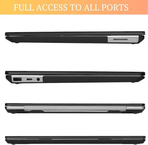 Vista 7 de CISSOOK Crystal Black - Funda para laptop Microsoft Surface de 12.4 pulgadas, carcasa rígida de plástico negra con cubierta de teclado para laptop