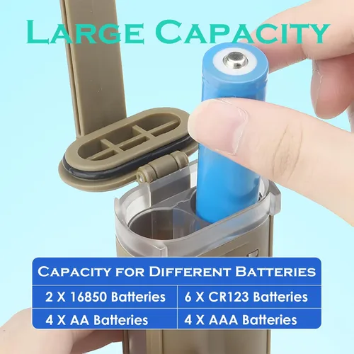 Vista 4 de Caja de almacenamiento de batería 2 agujeros impermeable para baterías 18650/AA/AAA/CR123