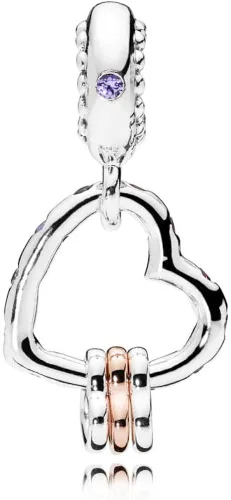 Vista 2 de MiniJewelry - Abalorio para pulseras de plata de ley diseño de corazón con circonita cúbica