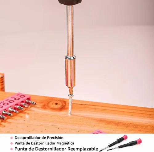 Vista 5 de Elevon Juego de herramientas rosa de 131 piezas, juego de herramientas de uso automático con caja de herramientas de almacenamiento, herramienta