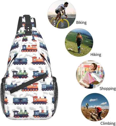 Vista 5 de Small Crossbody Bags for Women Men - Vintage Steam Train 1 Print Adjustable Shoulder Bag Fanny Packs Belt Sling Bag Crossbody Purses Backpack for