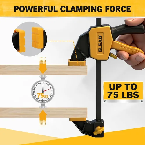 Vista 3 de Abrazaderas de barra mini de 6 pulgadas para carpintería, abrazadera/separador F de una mano de 2 piezas, abrazadera para madera con límite de carga
