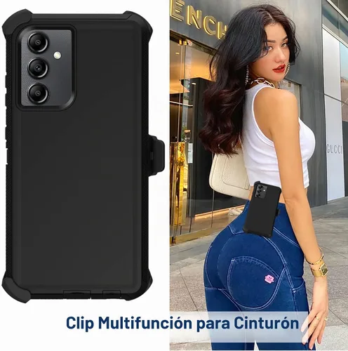 Vista 6 de Funda para Samsung Galaxy A14 5G con funda de clip para cinturón, 2 protectores de pantalla de vidrio, resistente grado militar, cuerpo completo, a
