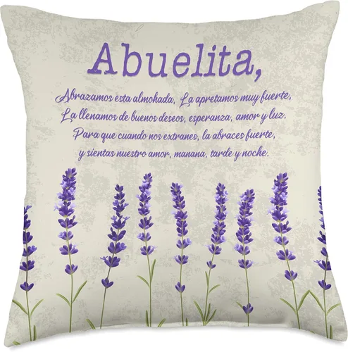 Vista 4 de Abuelita Loves Me Gifts Spanish Abuela Regalo para Abuelita Flor Lavanda Púrpura Manta Almohada 16x16, Multicolor