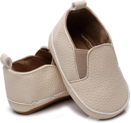 Vista 2 de HONGTEYA Zapatos para bebés y niñas con suela de goma, mocasines para bebés recién nacidos, cuna para primeros caminos, zapatos de moda