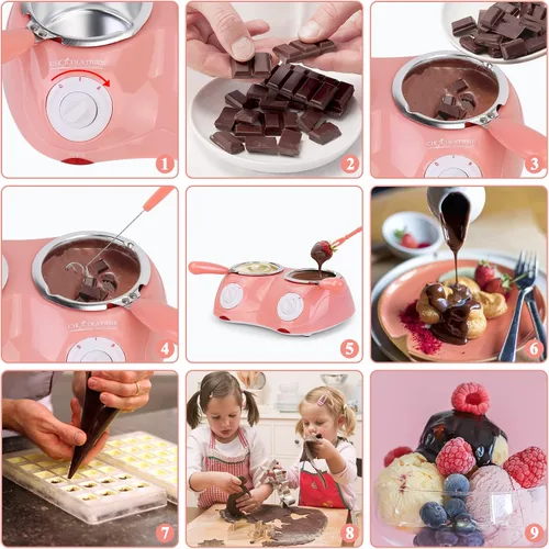 Vista 2 de Outamateur Fondue eléctrica de chocolate con doble olla de fusión para chocolate con leche, queso, mantequilla, dulces