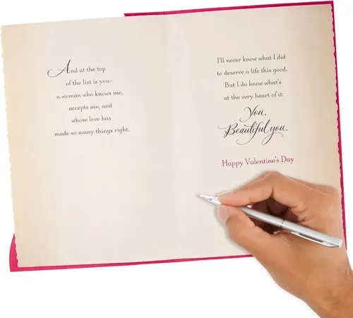 Vista 6 de Hallmark - Tarjeta de felicitación para el día de San Valentín, tarjeta de aniversario, tarjeta de amor para esposa o novia (flores de papel)