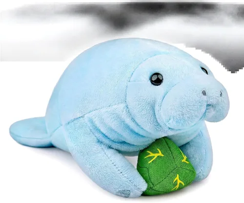 Vista 5 de Manatee - Peluche de Manatí azul de 7 pulgadas, animal de peluche realista suave y realista, colección de regalo de animal de manatí marino