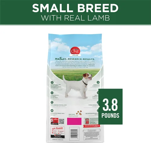 Vista 9 de Purina ONE Plus - Alimento seco para perros con fórmula de cordero y arroz de raza pequeña, bolsa de 3.8 libras