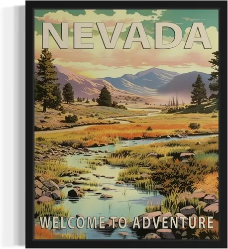 Vista 29 de Póster artístico de paisaje del estado de Alabama, decoración artística de paisaje retro de estados, pintura de montaña y paisaje de aventura