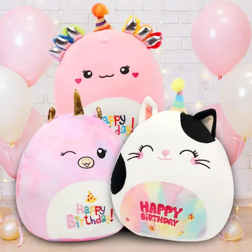 Vista 5 de Almohada suave de peluche de gato de 12 pies, regalo de feliz cumpleaños para niños Soft Stuffed Animal Pillow for Playtime Bedtime Happy Birthday