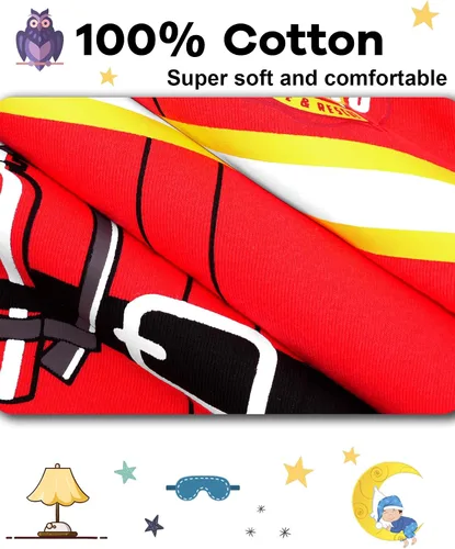 Vista 5 de KOBERO Boys Pajamas 4 Pieces Long Set 100% Cotton Sleepwear Size 18 Months-12 Years