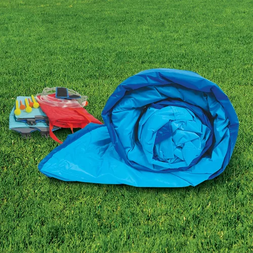 Vista 9 de BANZAI Parque acuático inflable con tobogán y piscina 180 x 156 x 96 pulgadas, vinilo Dura-Tech, pared de escalada, aro de baloncesto y porterías