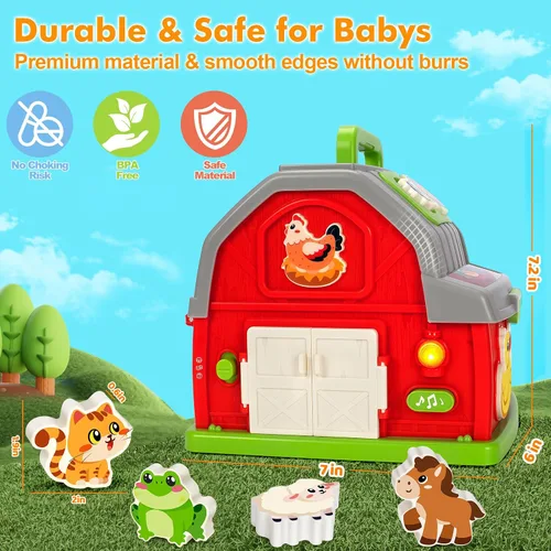 Vista 5 de Ellinjan Juguetes de aprendizaje Montessori para niños y niñas de 1, 2, 3 años, animales musicales de granja para niños pequeños de 1 a 3 años