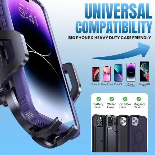 Vista 7 de Soporte de teléfono para automóvil, soporte de teléfono ajustable en 360°, soporte de teléfono celular para salpicadero y parabrisas, compatible