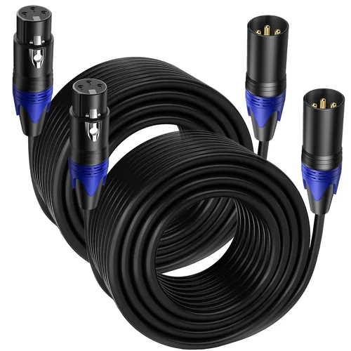 Vista 15 de Paquete de 2 cables XLR macho a hembra de 10 pies, cable de micrófono profesional equilibrado, cobre puro y blindaje dual, compatible