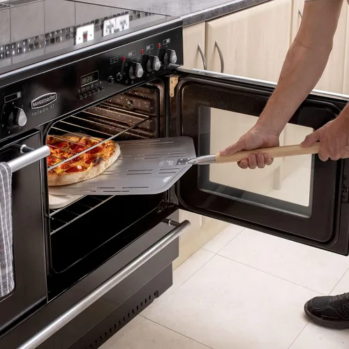 Vista 4 de Hans Grill Pizza Stone PRO XL, piedra rectangular para hornear con cáscara de aluminio