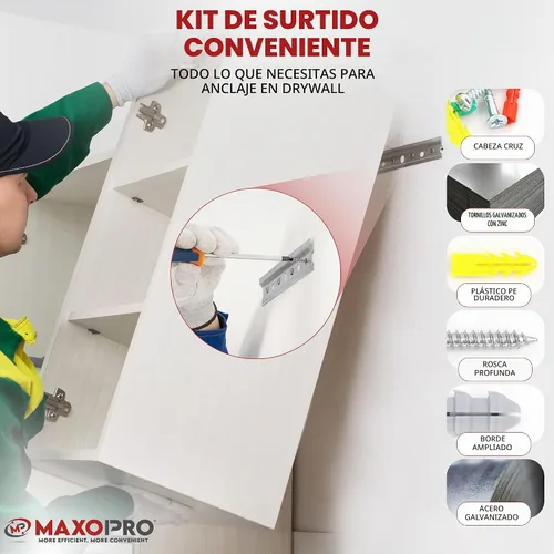 Vista 5 de Kit de anclajes y tornillos para paneles de yeso - Kit de anclajes de pared secos de plástico de 370 piezas - Anclajes de pared y tornillos