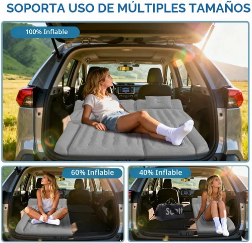 Vista 2 de Colchón inflable de aire para SUV, colchón de automóvil, cama de viaje de doble cara, para campamento, colchón de dormir para SUV universal