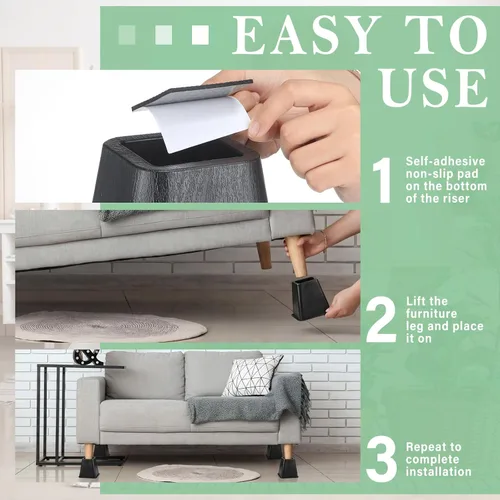 Vista 5 de Novabright Paquete de 4 elevadores de cama para dormitorio universitario de 6 pulgadas, extensores de cama de plástico extra resistentes, apilables