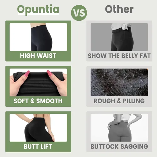 Vista 3 de Opuntia Paquete de 5 leggings para mujer, cintura alta, control de abdomen, pantalones de yoga negros suaves para entrenamiento, atletismo