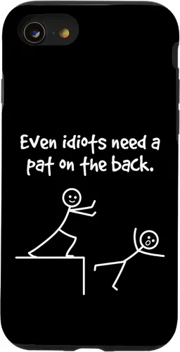 Vista 18 de Even Idiots Need A Pat On The Back Funny Stick Man Joke - Funda de regalo para iPhone 17
