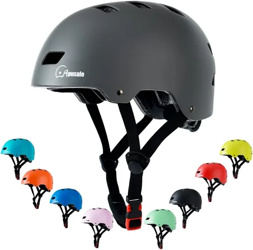 Vista 18 de Casco para bicicleta y patineta, ajustable y multideporte para patines y scooter, 3 tallas para adultos, jóvenes, niños y bebés