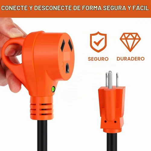 Vista 3 de Cable adaptador RV de 30 amperios a 110 voltios, Dogbone NEMA 5-15P a TT-30R