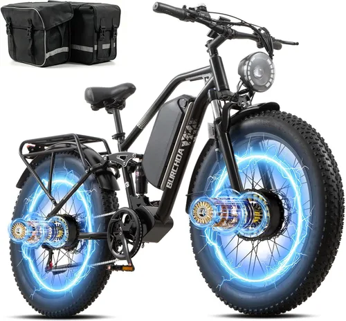 Vista 13 de 2026 AWD Electric Bike for Adults Dual Motor 5000W/3000W/1500W Peak 40MPH/32MPH Fast Ebike, Up to 70 /90 /160 Miles Long Range, 26" Full Suspension