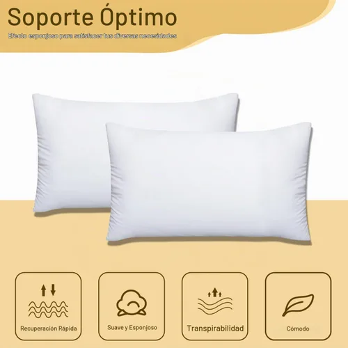 Vista 4 de OKBA - Juego de rellenos para almohadas de 2 unidades, con funda 100% algodón, para cama y sofá - Almohadas decorativas para hotel en interiores