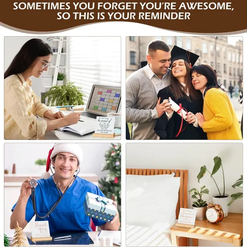 Vista 7 de Sieral 6 paquetes de regalos de agradecimiento para empleados para mujeres, decoración de escritorio con letrero inspirador de agradecimiento